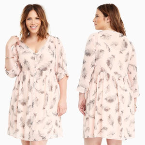 Torrid Blush Feather Chiffon Shirt Dress, NWOT